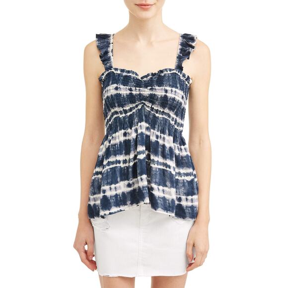 NWT Juniors Medium Ruffled Stretch Swing Top - Picture 1 of 3